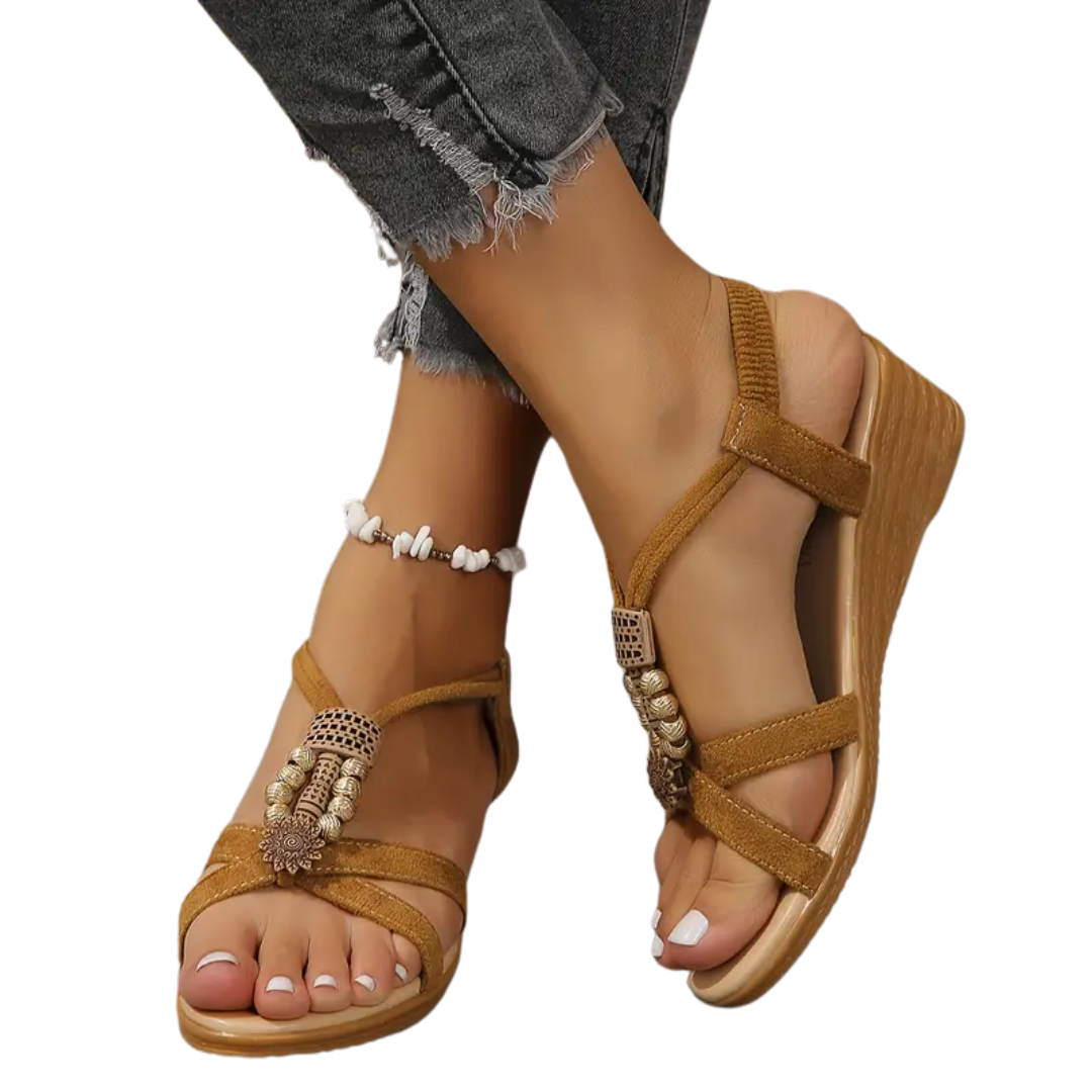 Laura™ - Sandals with wedge heel in boho style