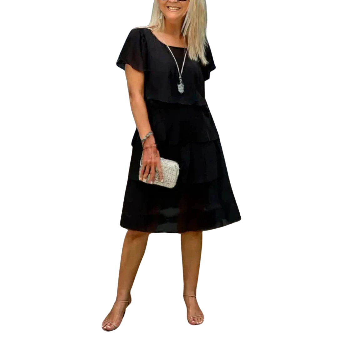 Sia™ - Vestido de Capas Negro