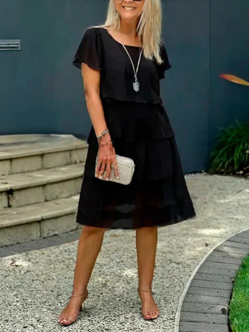 Sia™ - Vestido de Capas Negro