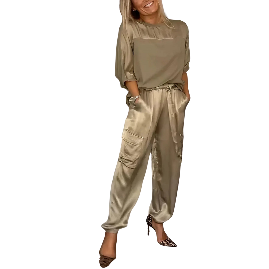 AMELIA | Conjunto Completo de Blusa y Pantalón Cargo Chic
